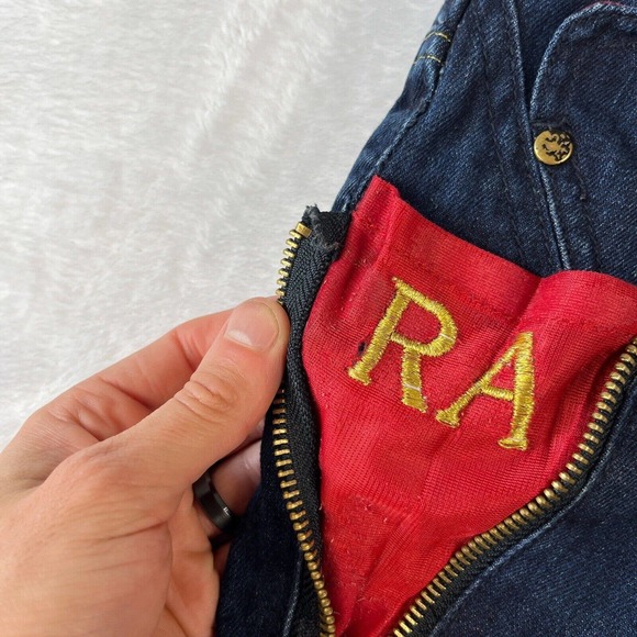Vintage Y2K Red Ape Baggy Jeans 30x30 Dark Blue Grunge Gothic Cyber Embroidered - Picture 5 of 14